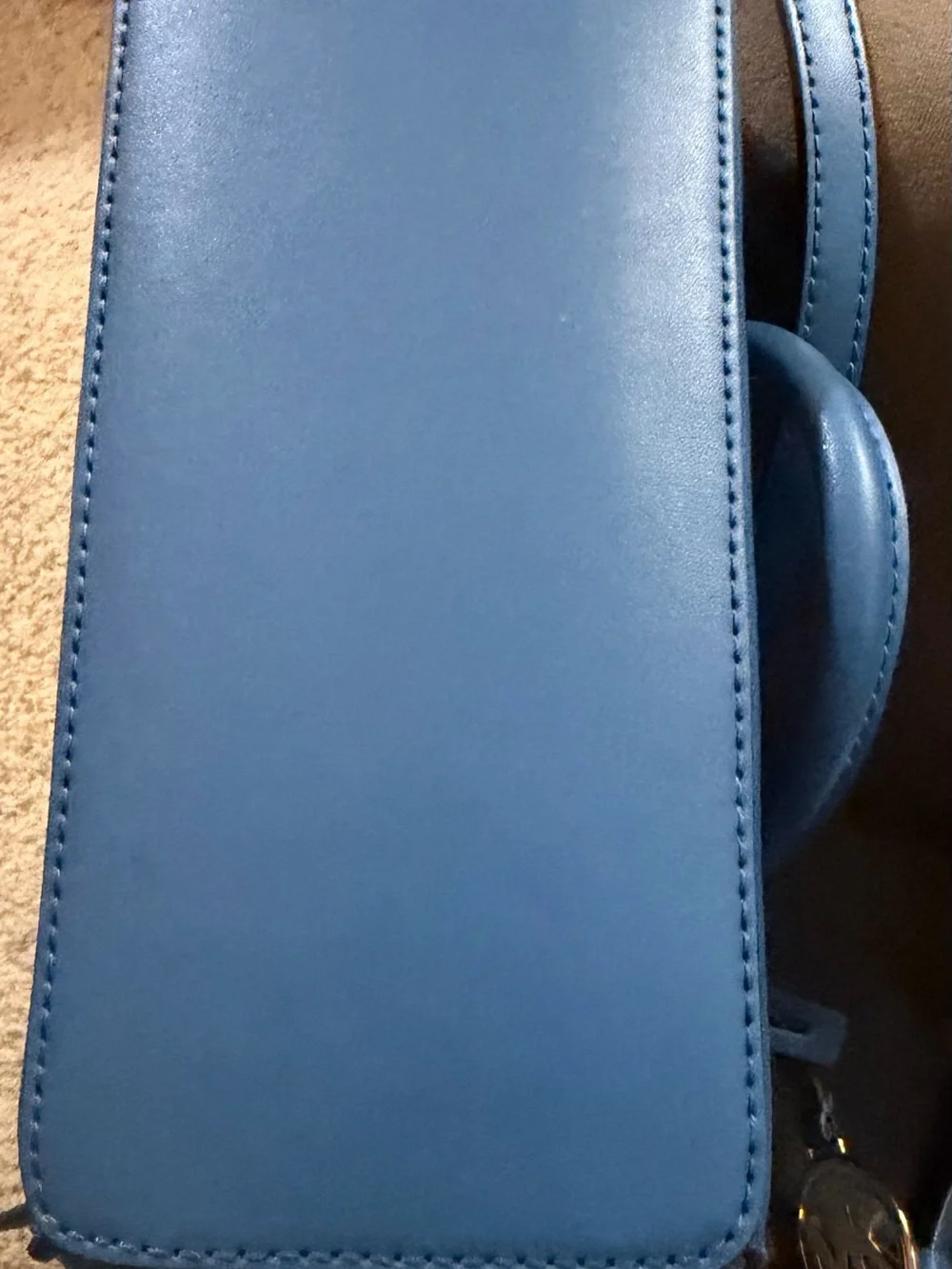 Michael Kors Blue Leather Satchel with Gold Hardware
